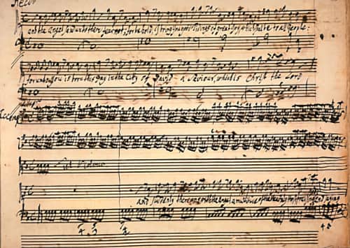 Bladzijde uit de partituur van de Messiah van Händel