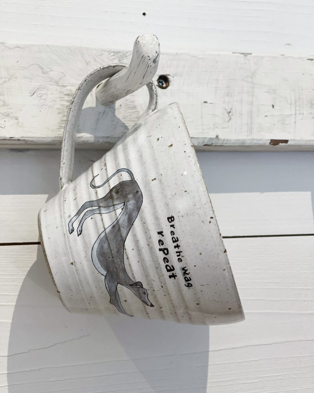 Breath, wag, repeat – Whippet Tea mug
