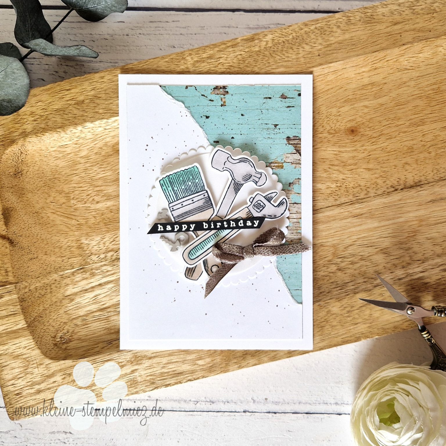 Geburtstagskarte für einen Heimwerker Kleine Stempelmiez Basteln