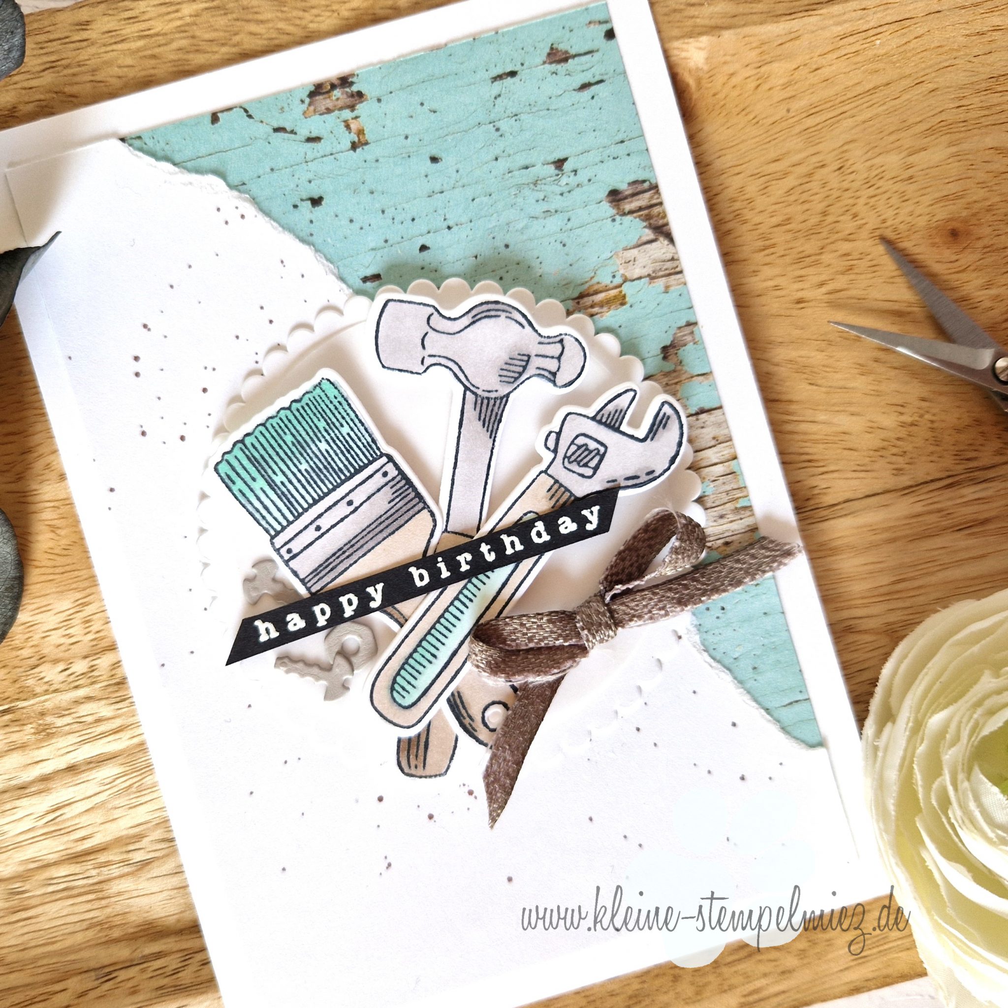 Geburtstagskarte für einen Heimwerker Kleine Stempelmiez Basteln