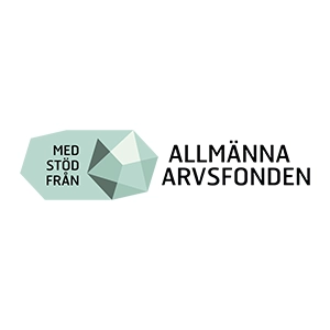 Logotyp för Allmänna Arvsfonden med texten ‘Med stöd från Allmänna Arvsfonden’ bredvid en geometrisk form.