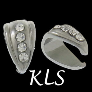 Ref 3345 – 10 Bélières Argentées avec Strass 10mmx6mm pour Création de Bijoux