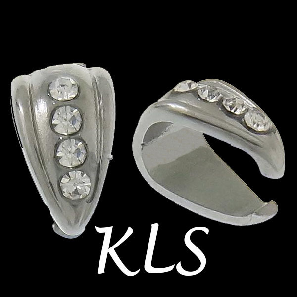 Ref 3345 - 10 Bélières Argentées avec Strass 10mmx6mm pour Création de Bijoux