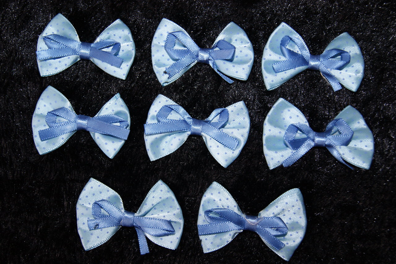 Ref 954 - 8 appliques Noeuds ruban Bleu