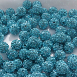 Ref 54 – Perles Shamballa – Couleur Bleu Clair -10mm