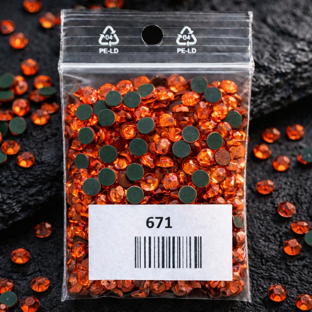Ref 671 – 200 Strass Thermocollant SS30 Orange