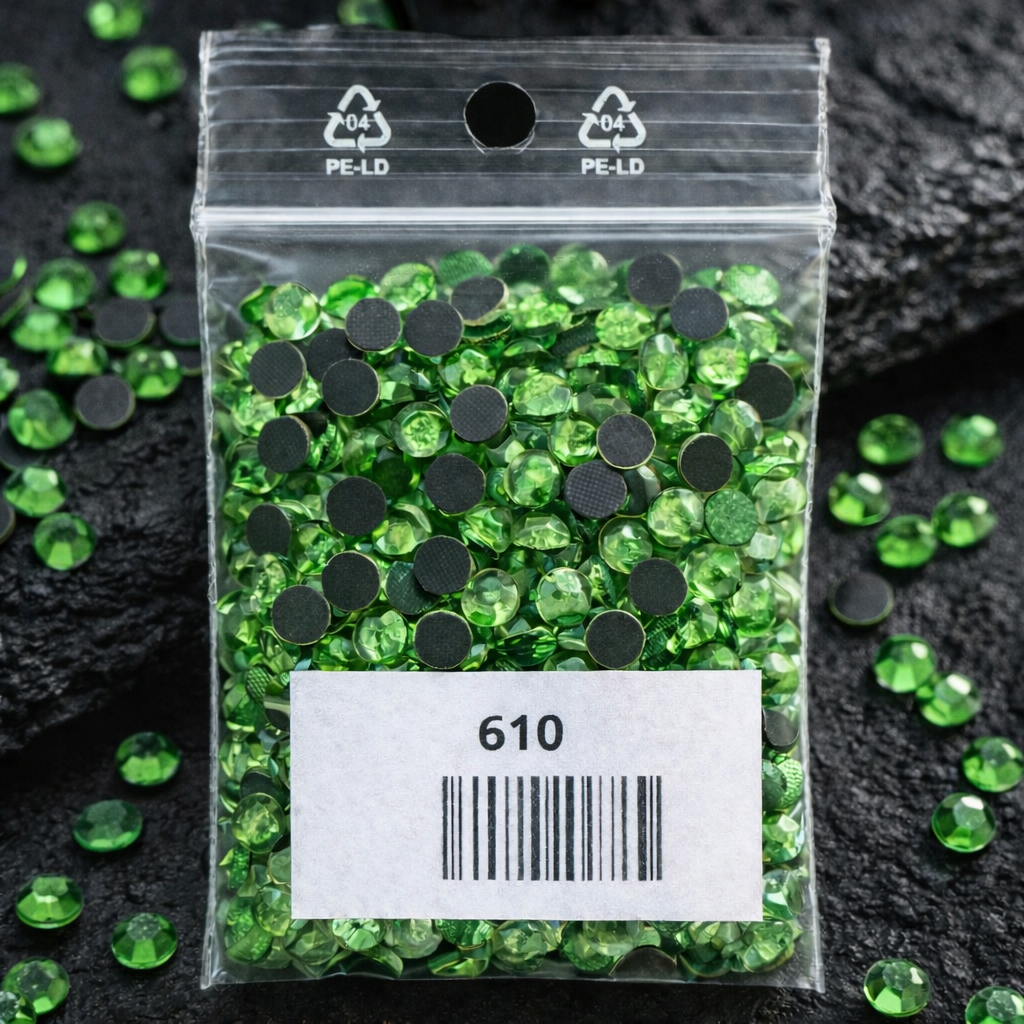 Ref 610 - 200 Strass SS30 Vert