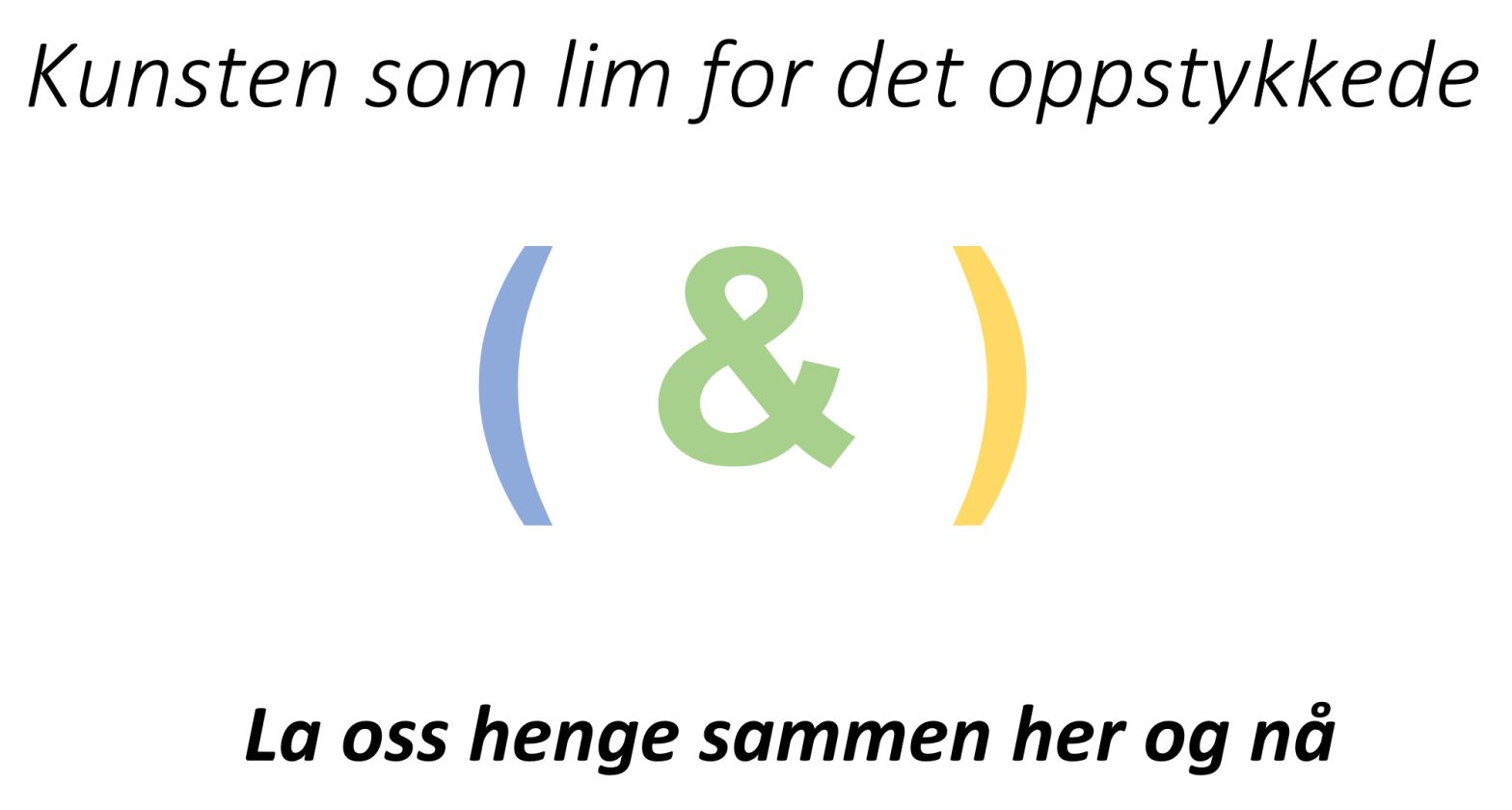 Overskrift: Kunsten som lim for det oppstykkede ( & ) La oss henge sammen her og nå.