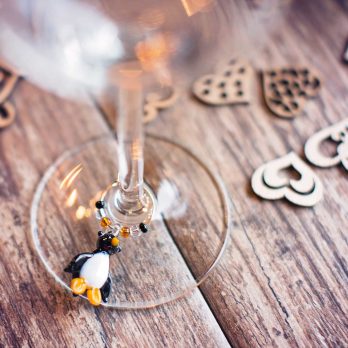 origineel cadeau uniek geschenk glazen glasmarker wijnglasmarker zeedieren pinguïn