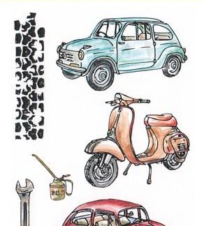 CraftEmotions clearstamps A6 - Classic Cars 2