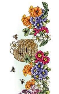 CraftEmotions clearstamps Slimline - Primula met bijenkorf