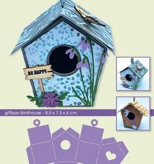 CraftEmotions stencil- giftbox - vogelhuis