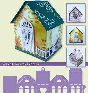 CraftEmotions stencil- giftbox huis