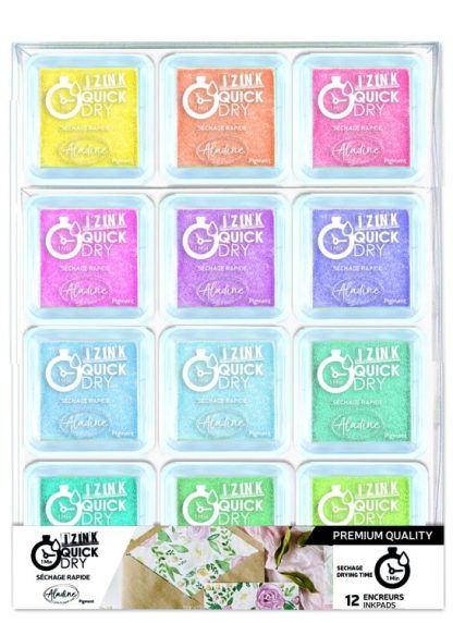 SET OF 12 IZINK QUICK DRY M INKPADS - PASTEL