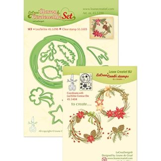 Set met Contour snijmal en clear stamp Christmas wreath