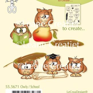 LeCreaDesign - combi clear stamp Owly / School