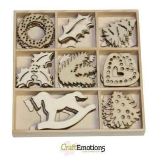 CraftEmotions Houten ornamenten - Kerstversiering