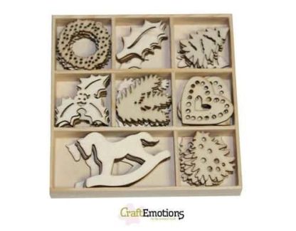 CraftEmotions Houten ornamenten - Kerstversiering