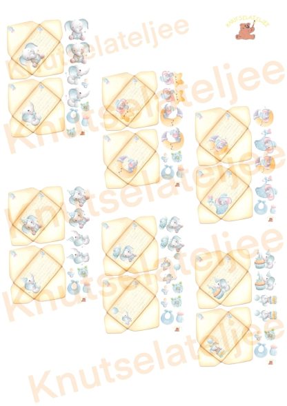 Baby blauw env set (6blz)