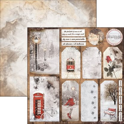 Snow falls soundlessy Double-Sided Paper Sheet 12""x12""