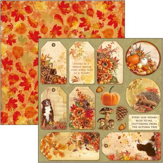 The Sound of Autumn Tags Double-Sided Paper Sheet 12''x12'' 8/pkg
