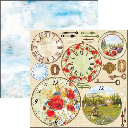 Tuscan Clocks Double-Sided Paper Sheet 12""x12""