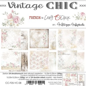 VINTAGE CHIC - a set of papers 15,25x15,25cm