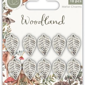 Craft Consortium Woodland Metal Charms Silver Leaf