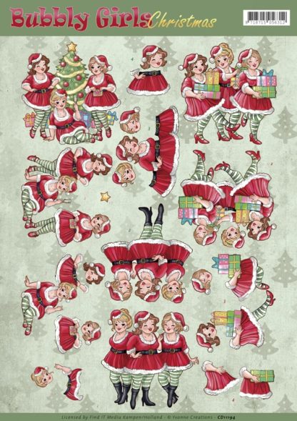 3D Knipvel - Yvonne Creations - Bubbly Girls Christmas - Christmas Dresses