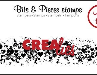 Bits & Pieces stempel no. 171, Grunge hartjes (langwerpig)