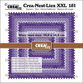 Crea-Nest-Lies XXL stansen no. 151, Vierkanten met golfrandje