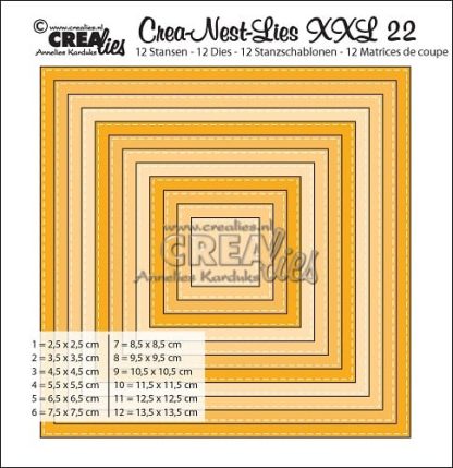 Crea-Nest-Lies XXL stansen no. 22- Vierkanten met stiksteeklijn