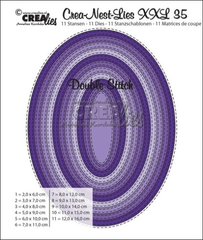 Crea-Nest-Lies XXL stansen no. 35- Ovalen met dubbele stiksteeklijn