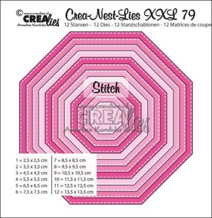 Crea-Nest-Lies XXL stansen no. 79- Achthoeken met stiklijn