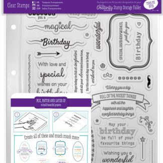 Docrafts A5 Clear Stamp Set (39pcs) - Birthday Verses