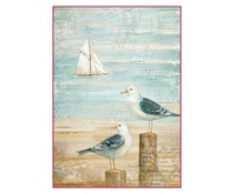 Rice Paper A4 Sea Land Seagulls