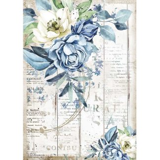 Stamperia Ricepaper A4 Romantic Sea Dream Blue Flower