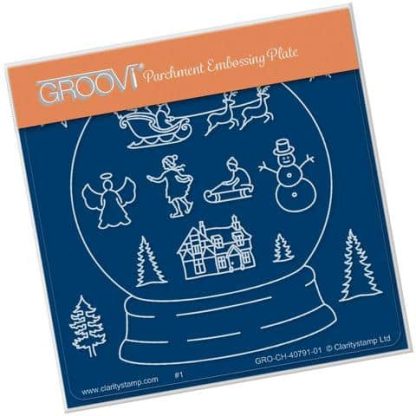 Snow Globe Outline A6 Square Groovi Plate