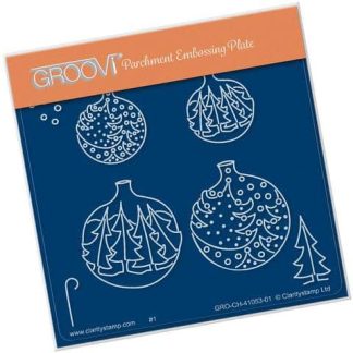 Christmas Tree Baubles A6 Square Groovi Plate