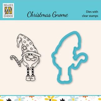 Die cut & Clearstamp set, Xmas gnome serie Candystick