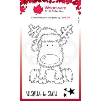 Woodware âFestive fuzzies clear singles stempel Reindeer