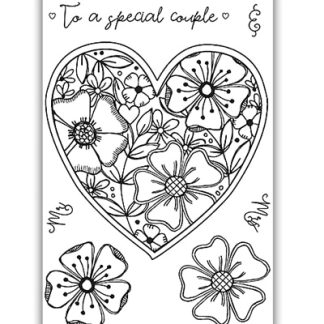 Clear Stamp Set A6 Fresh Florals Heart