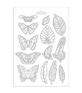 Stamperia Soft Mould A4 Amazonia Leaves and Butterflies