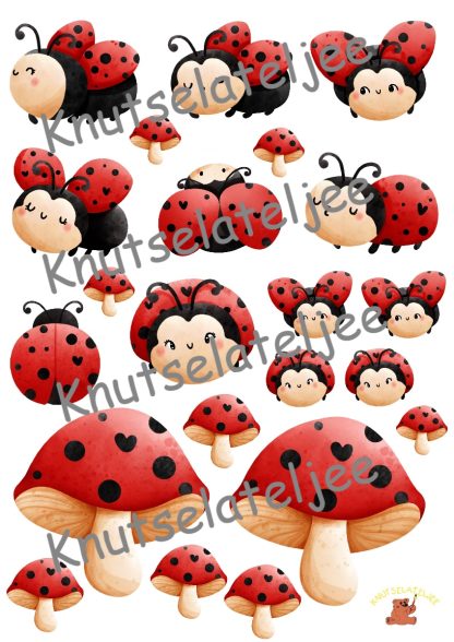 Ladybug embelishments 4 160gr enkelzijdig