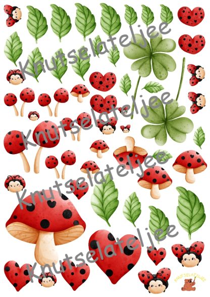 Ladybug embelishments 6 160gr enkelzijdig