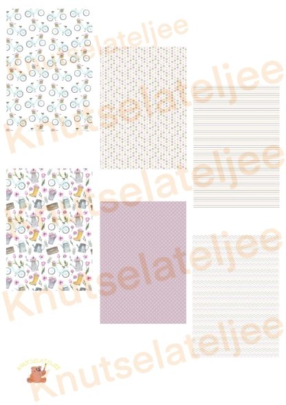 Lentebloemen pattern papier (6blz)