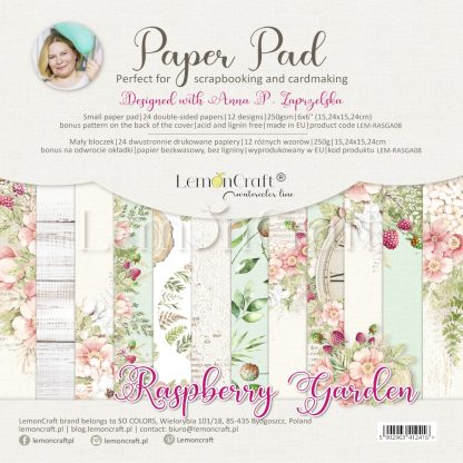 Raspberry Garden - Pad scrapbooking papers 15x15cm - Lemoncraft