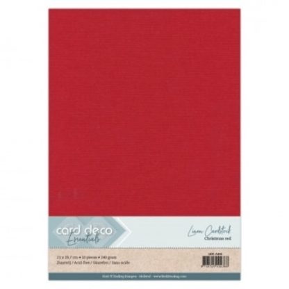 Card Deco Linen Cardstock A4 Christmas Red (10pcs)