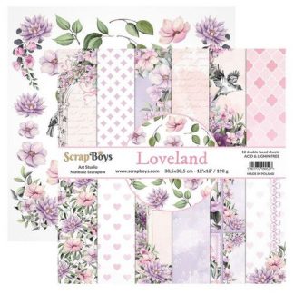 ScrapBoys Loveland paperset 12 vl+cut out elements-DZ 30.5 op 30.5cm