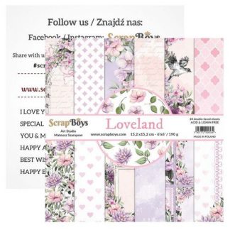 ScrapBoys Loveland paperpad 24 vl+cut out elements-DZ 15.2 op 15.2cm